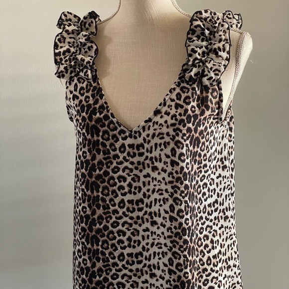 ee:some Leopard Print Tank Ruffled Shoulders - Picture 1 of 10